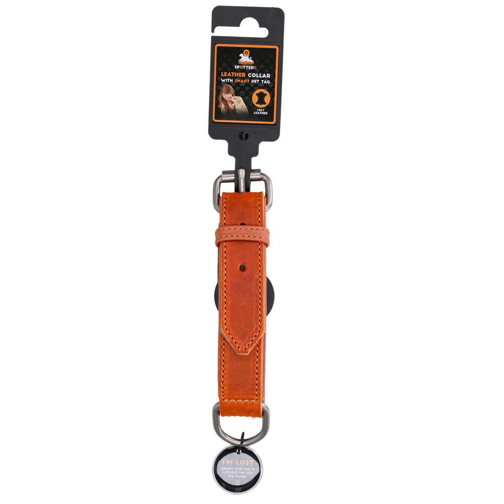 Spotted! Pro Leather Collar Cognac 2.5 x 45 cm
