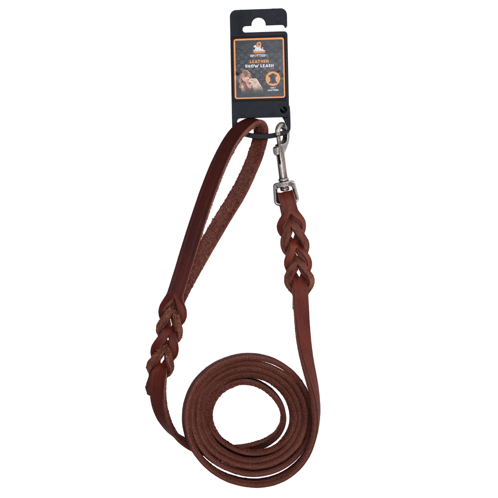 Spotted! Pro Leather Show Leash Brown 1.8 x 180 cm (Bolt Snap)