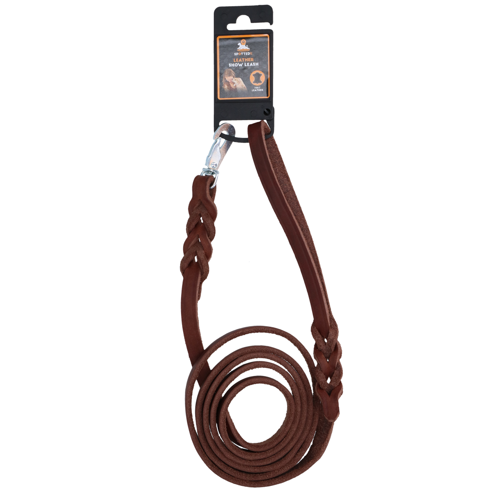 Spotted! Pro Leather Show Leash Brown 1 x 180 cm (Clip Hook)