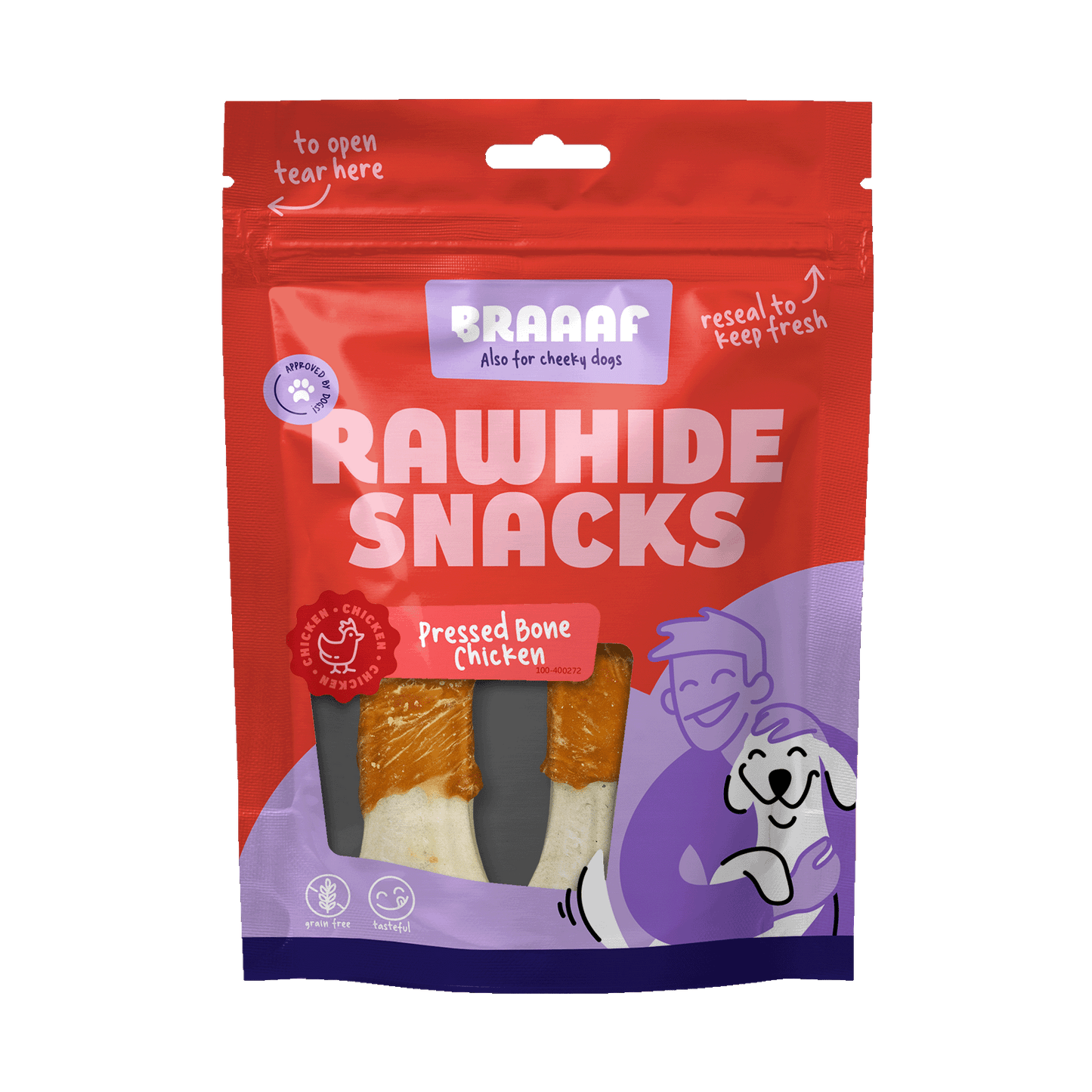 Braaaf Rawhide Pressed Bone Chicken - 12.5 cm