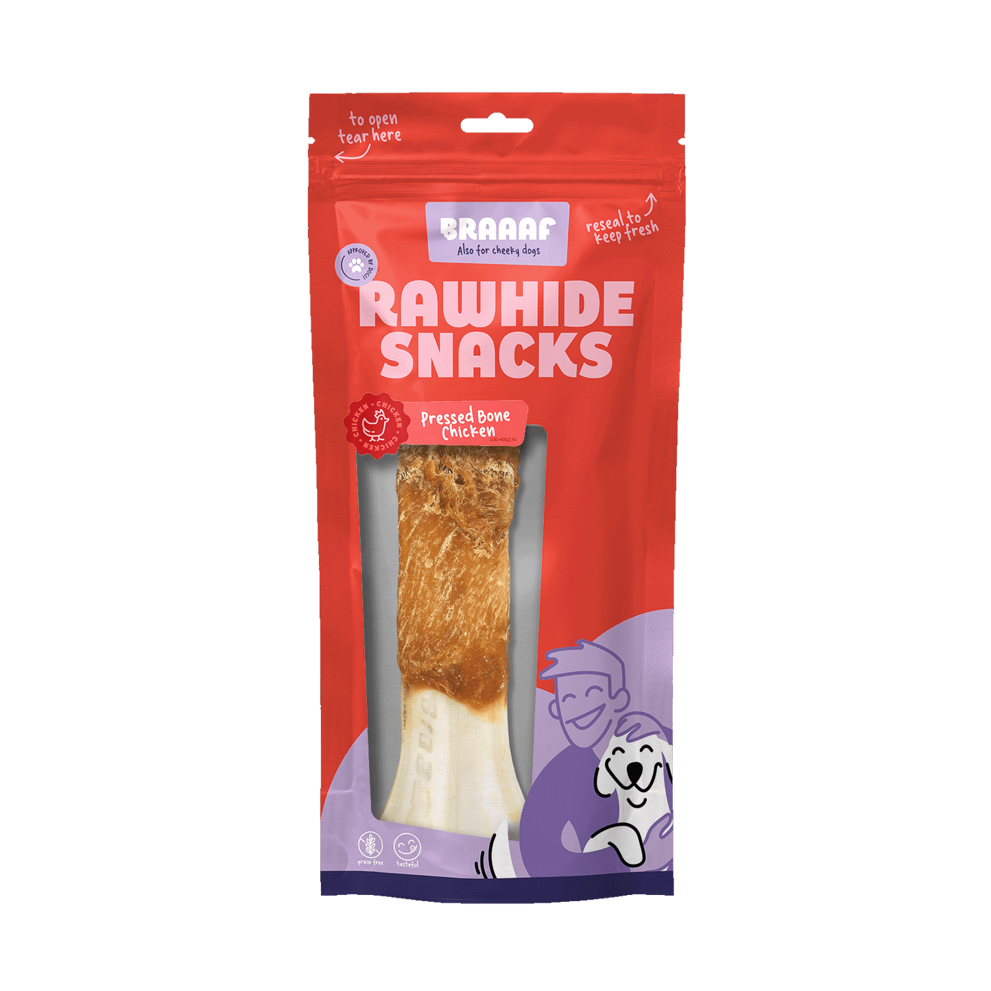 Braaaf Rawhide Pressed Bone Chicken - 20 cm