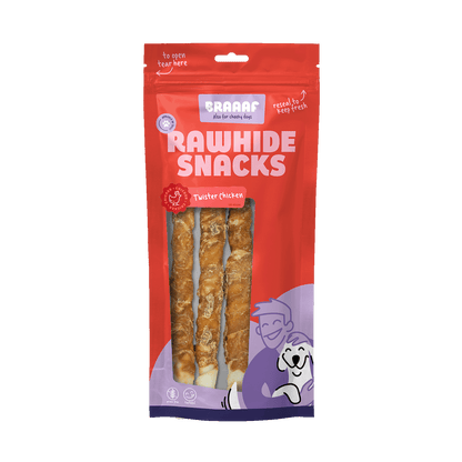 Braaaf Rawhide Twister Chicken (3 pcs) - 25 cm