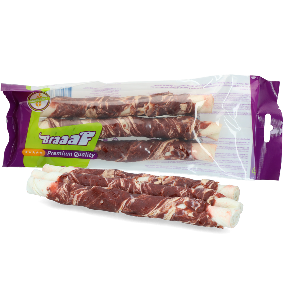 Braaaf Rawhide Twister Lamb & Fish (3 pcs) - 21 cm