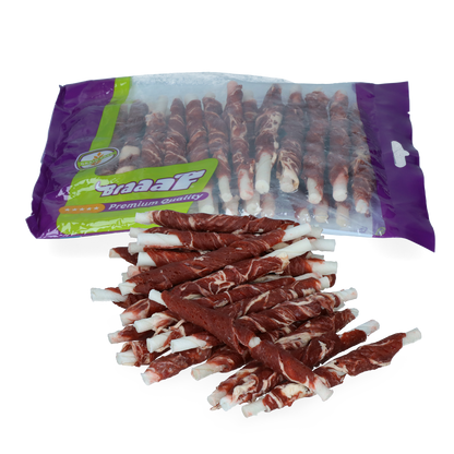 Braaaf Rawhide Roll Sticks Beef & Fish - 25 pcs