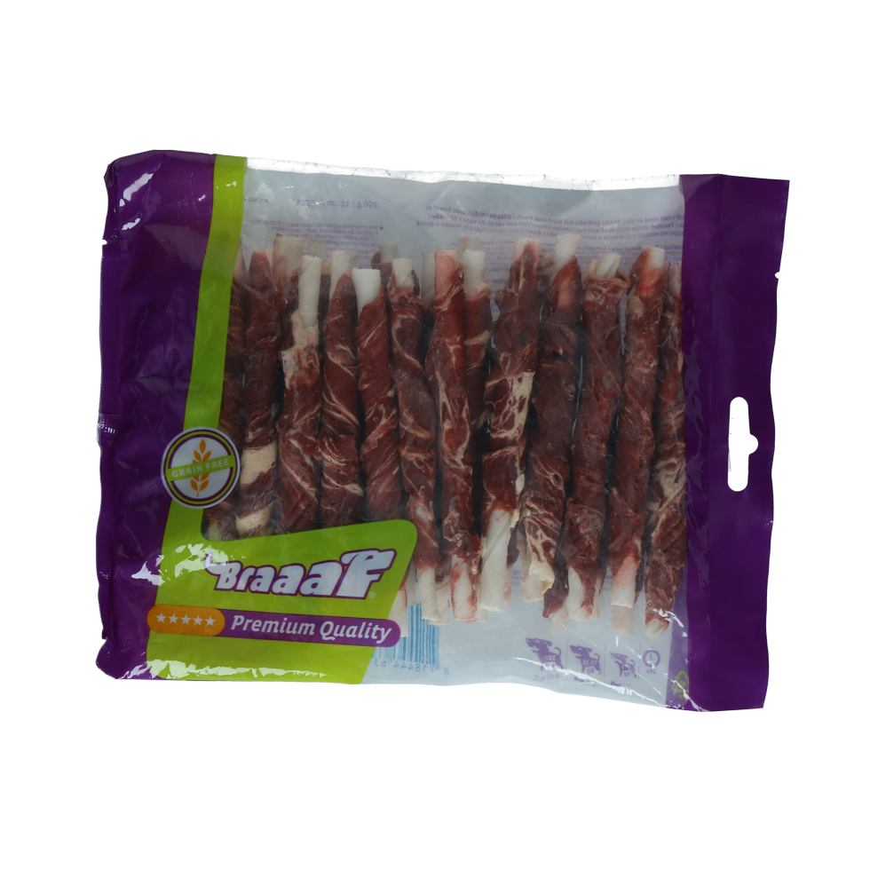Braaaf Rawhide Roll Sticks Beef & Fish - 25 pcs