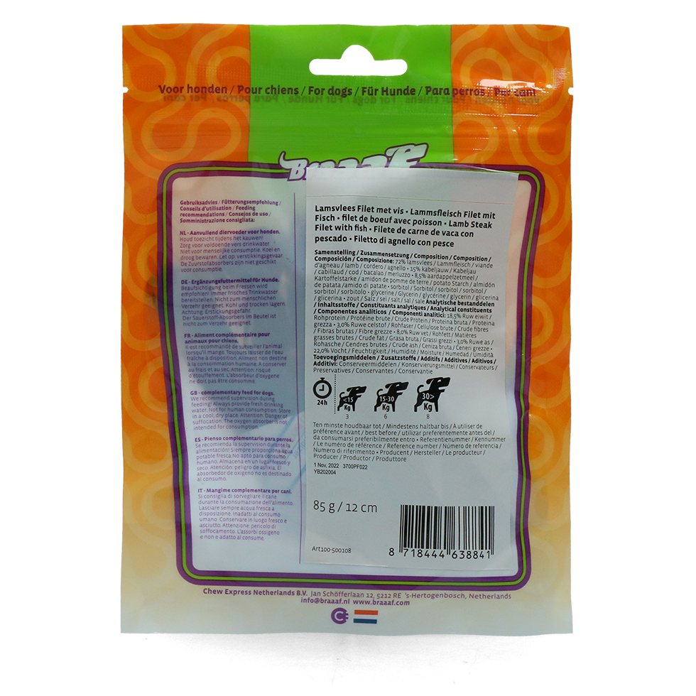 Braaaf Soft Snack Filet - Lamb & Fish
