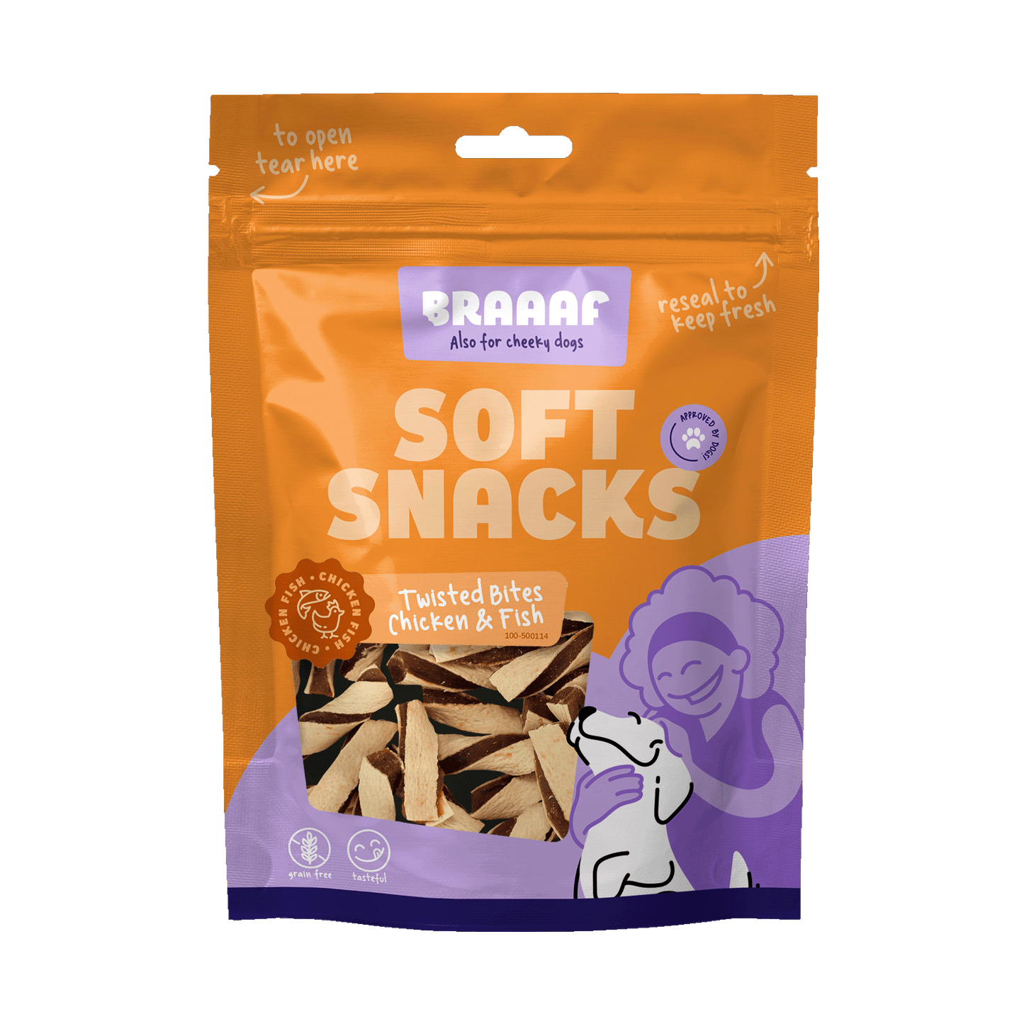 Braaaf Soft Snack Twisted Bites - Chicken & Fish
