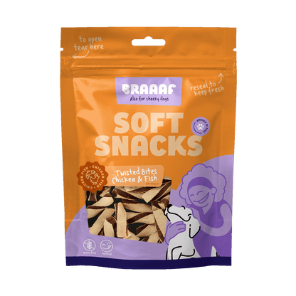 Braaaf Soft Snack Twisted Bites - Chicken & Fish