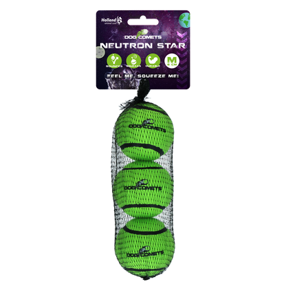 Dog Comets Neutron Star Tennis Ball With Squeaker M Green (3-pack)