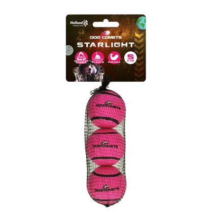 Dog Comets Starlight Tennis Ball S Pink (3-pack)