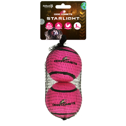 Dog Comets Starlight Tennis Ball L Pink (2-pack)