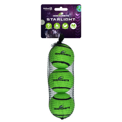 Dog Comets Starlight Tennis Ball M Green (3-Pack)