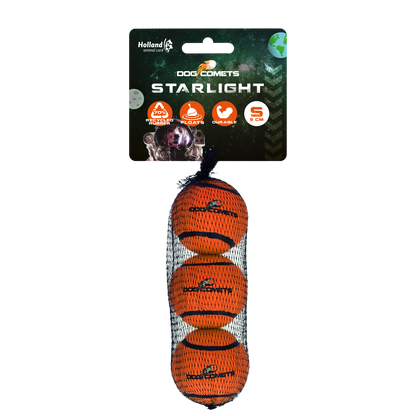 Dog Comets Starlight Tennis Ball S Orange (3-pack)