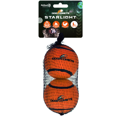 Dog Comets Starlight Tennis Ball L Orange (2-pack)