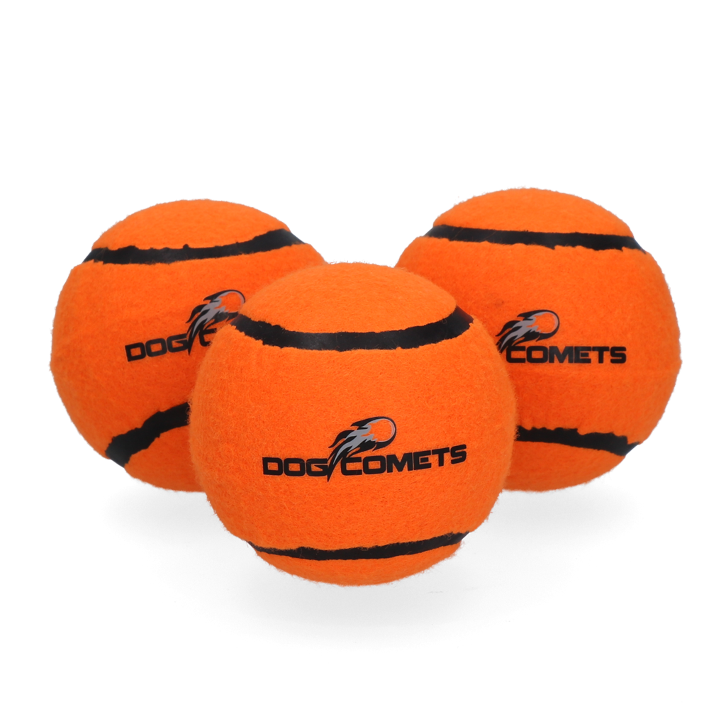 Dog Comets Neutron Star Tennis Ball With Squeaker M Orange (3-pack)