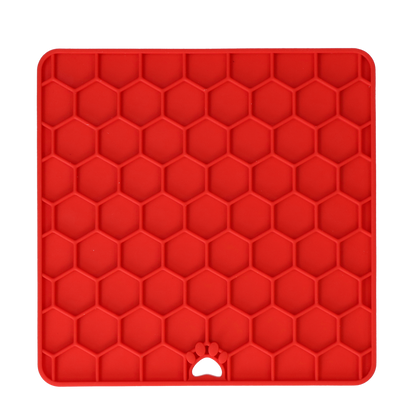 Eat Slow Live Longer Lick Mat Honeycomb Red