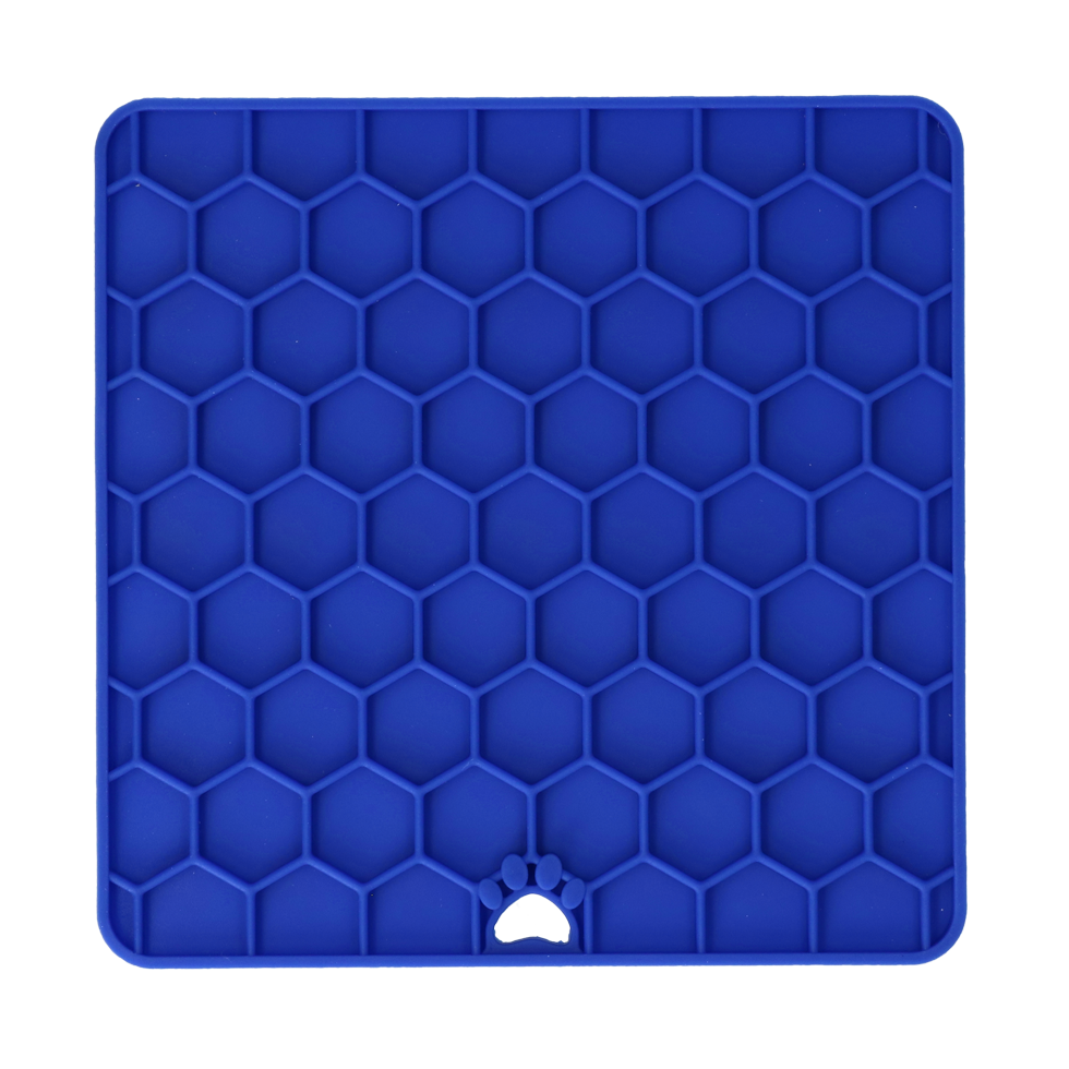 Eat Slow Live Longer Lick Mat Honeycomb Blue