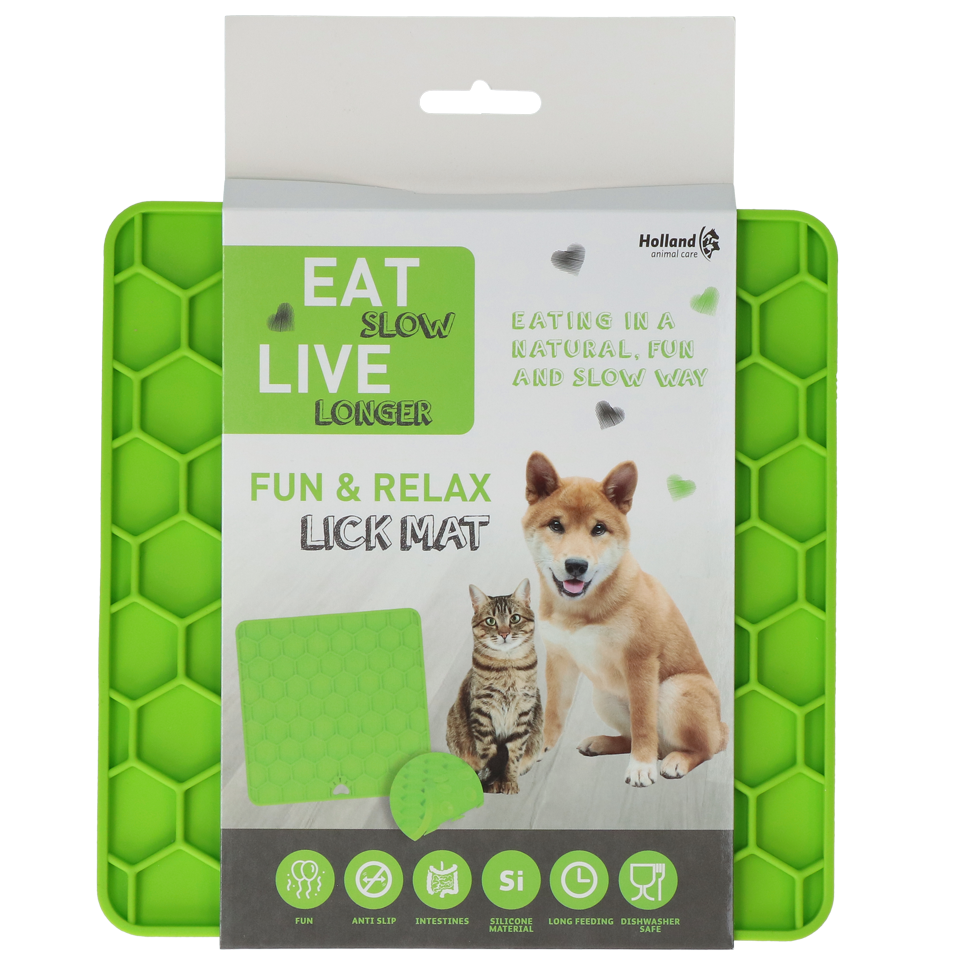 Eat Slow Live Longer Lick Mat Honeycomb Green