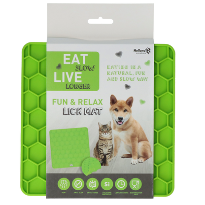 Eat Slow Live Longer Lick Mat Honeycomb Green