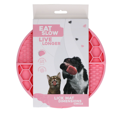 Eat Slow Live Longer Lick Mat Dimensions Circle Pink