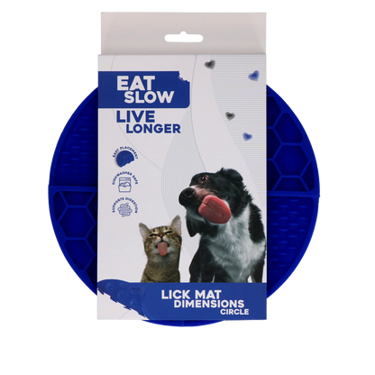 Eat Slow Live Longer Lick Mat Dimensions Circle Blue