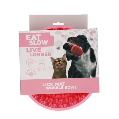 Eat Slow Live Longer Lick Mat Wobble Bowl Pink