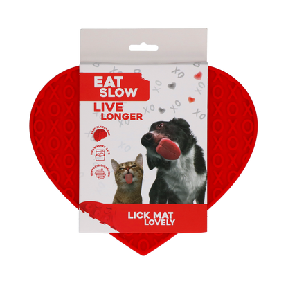 Eat Slow Live Longer Lick Mat Lovely Heart Red