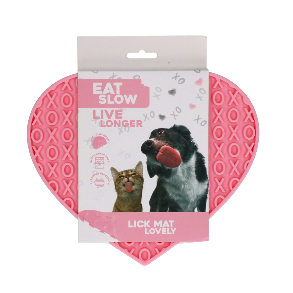 Eat Slow Live Longer Lick Mat Lovely Heart Pink
