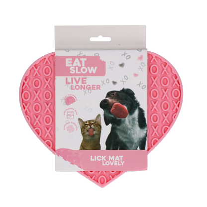 Eat Slow Live Longer Lick Mat Lovely Heart Pink