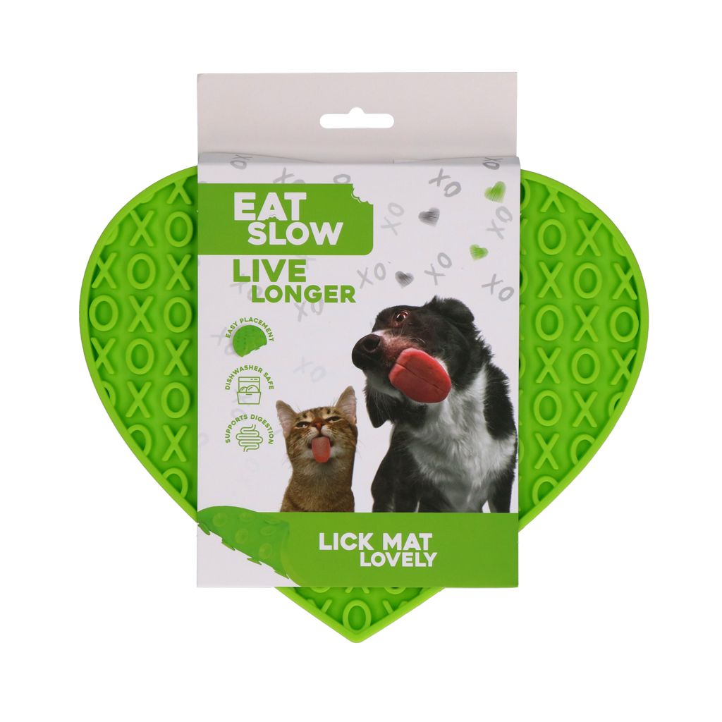 Eat Slow Live Longer Lick Mat Lovely Heart Green
