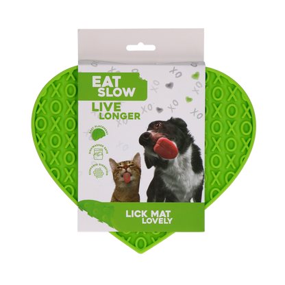 Eat Slow Live Longer Lick Mat Lovely Heart Green
