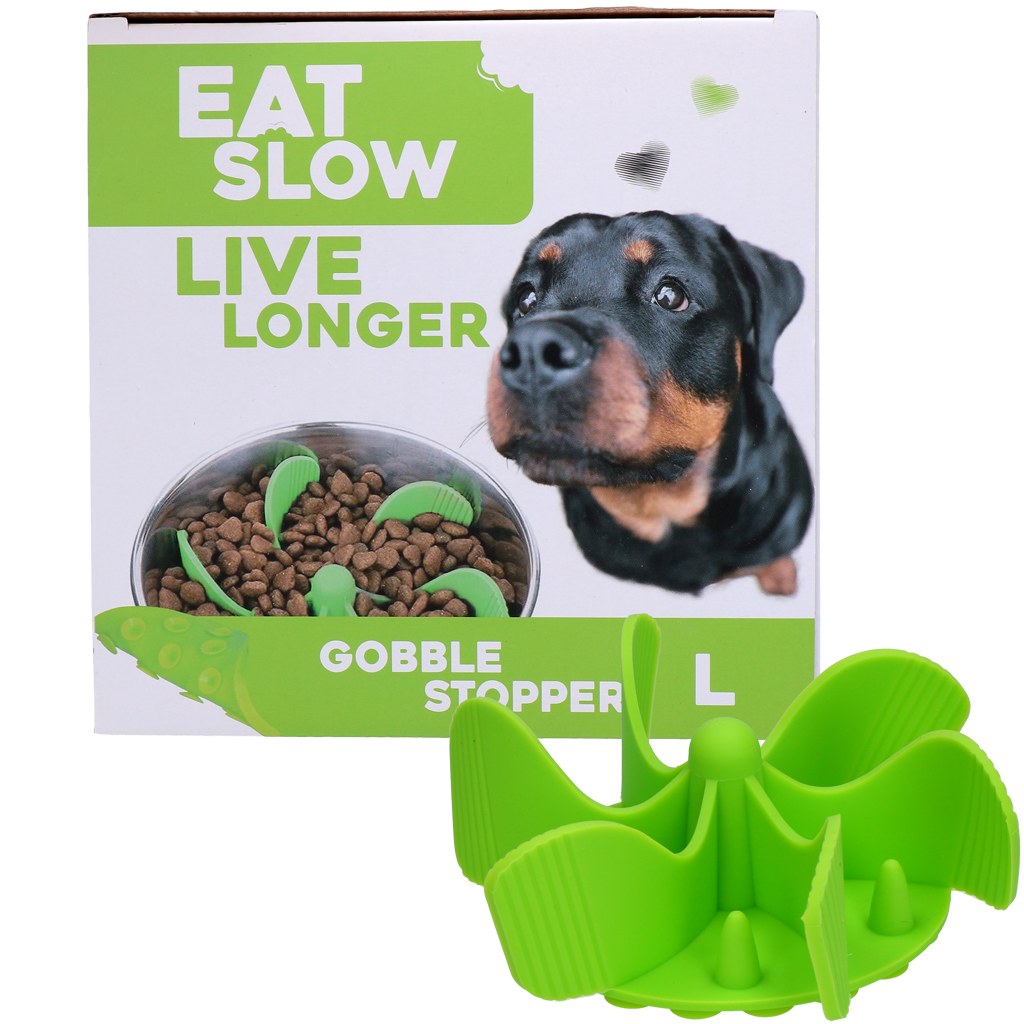 Eat Slow Live Longer Gobble Stopper Green L