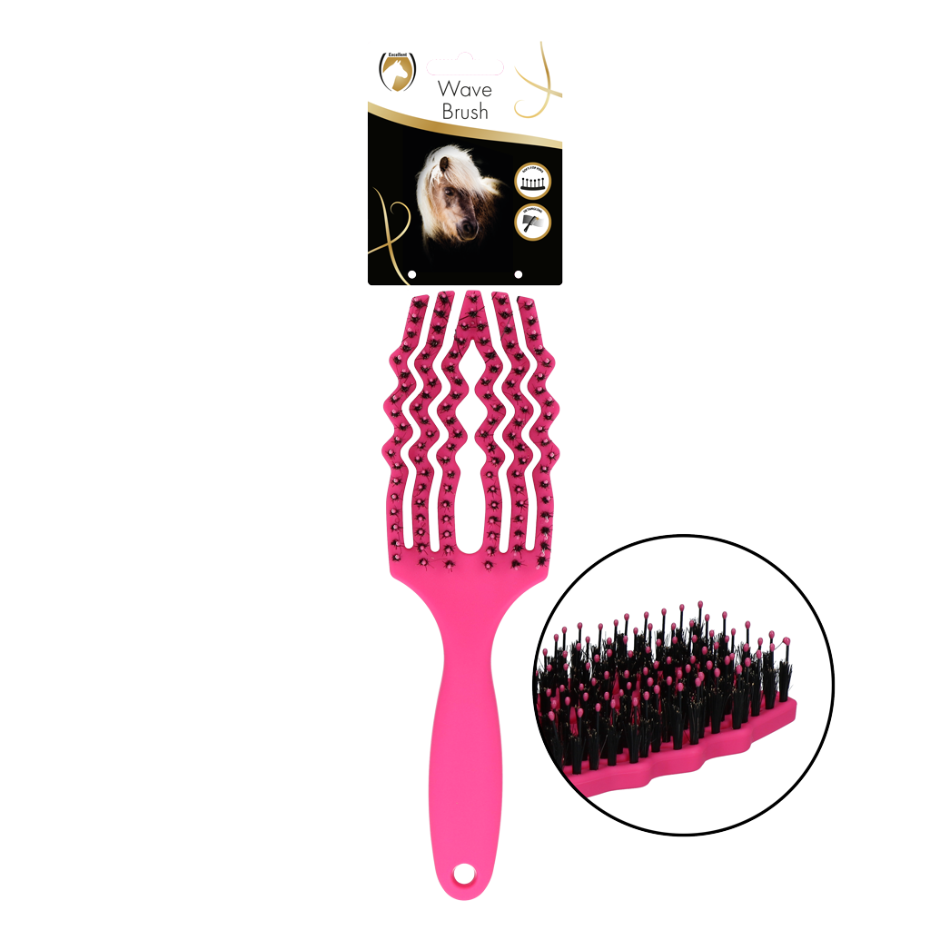 Excellent Horse Wave Brush Black Pink