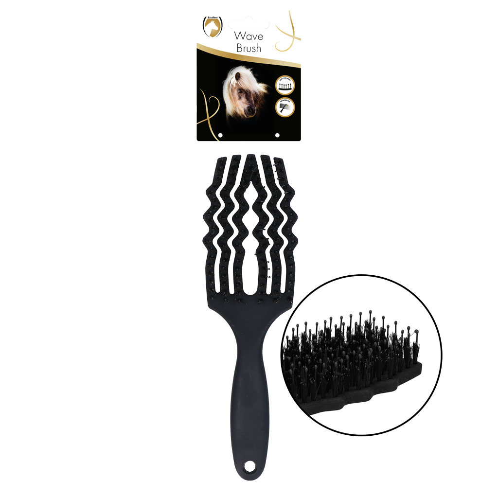 Excellent Horse Wave Brush Black Black