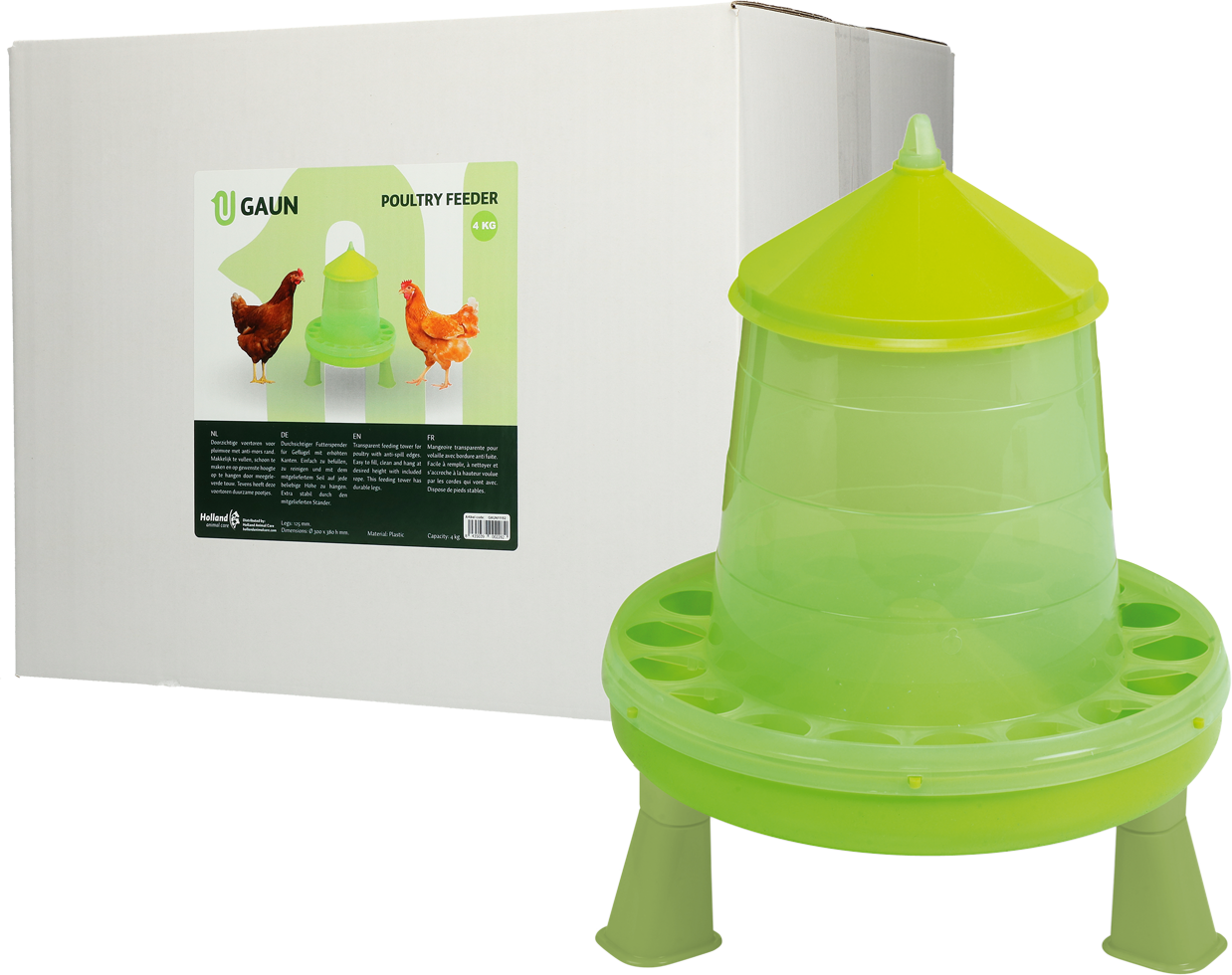 Gaun Poultry Feeder with Legs Green Lemon 4 kg