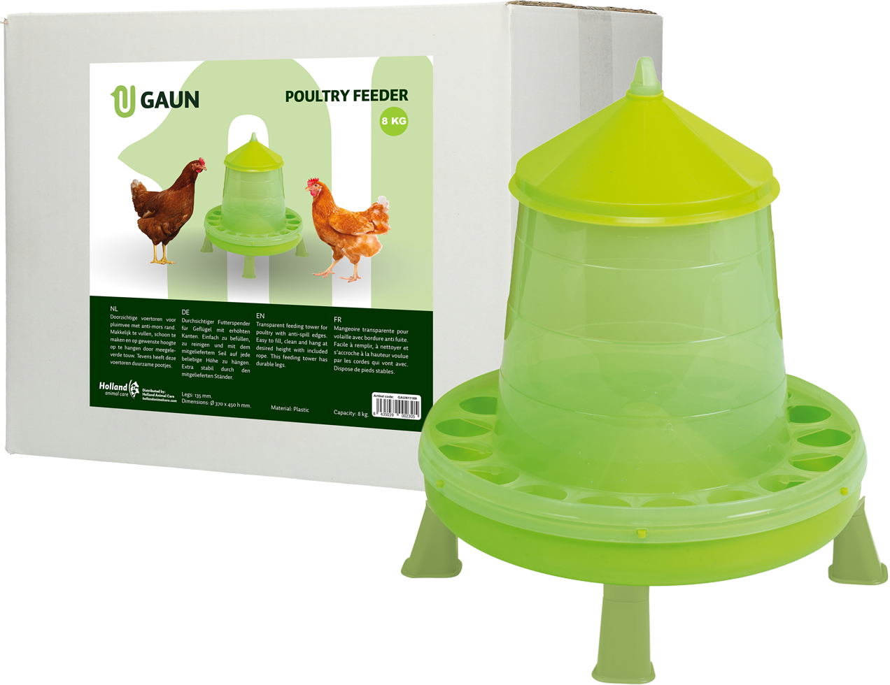 Gaun Poultry Feeder with Legs Green Lemon 8 kg