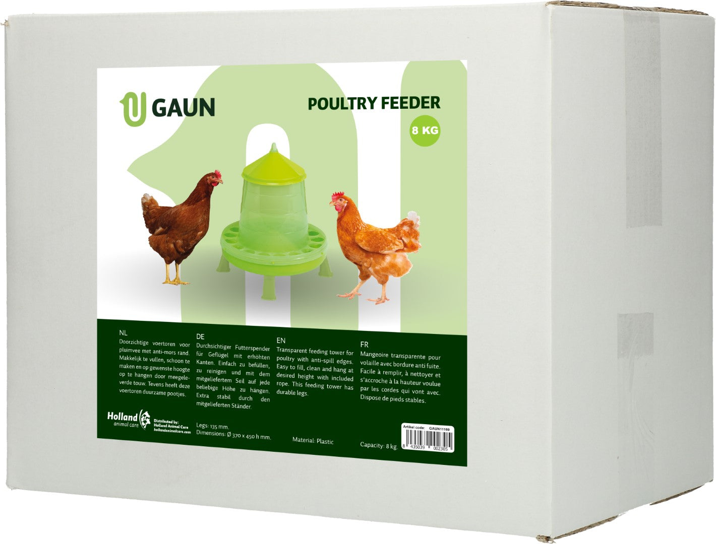 Gaun Poultry Feeder with Legs Green Lemon 8 kg