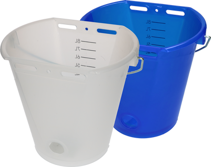Calf bucket white transparent 2-sided flat Transparant blauw