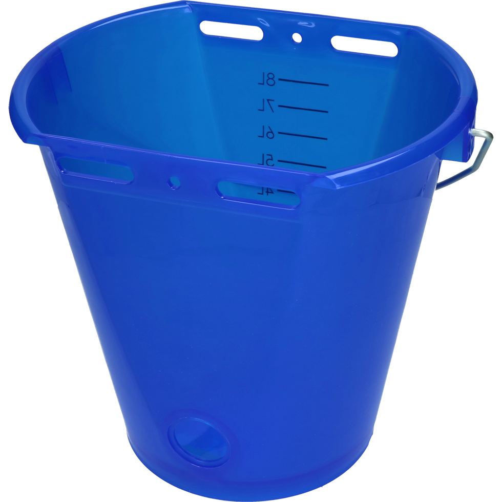 Calf bucket white transparent 2-sided flat Transparant blauw