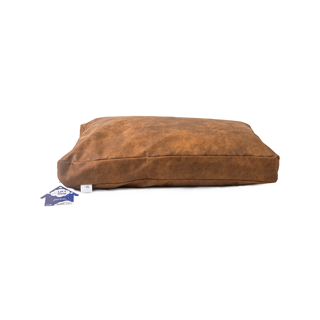 Let's Sleep Plush Pillow Dog Bed M Cognac