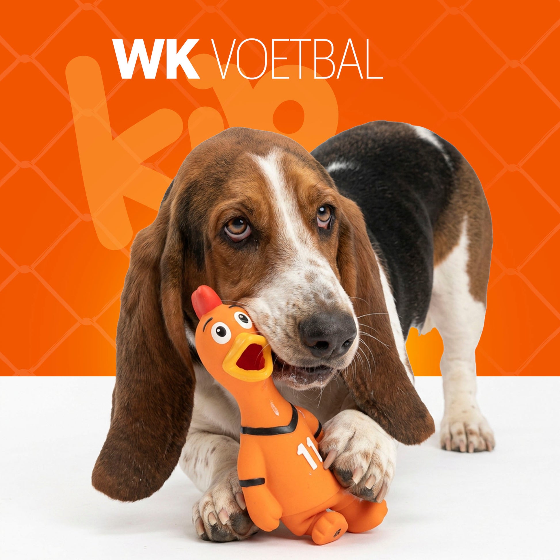 Oranje WK Latex Hondenspeeltjes Kip