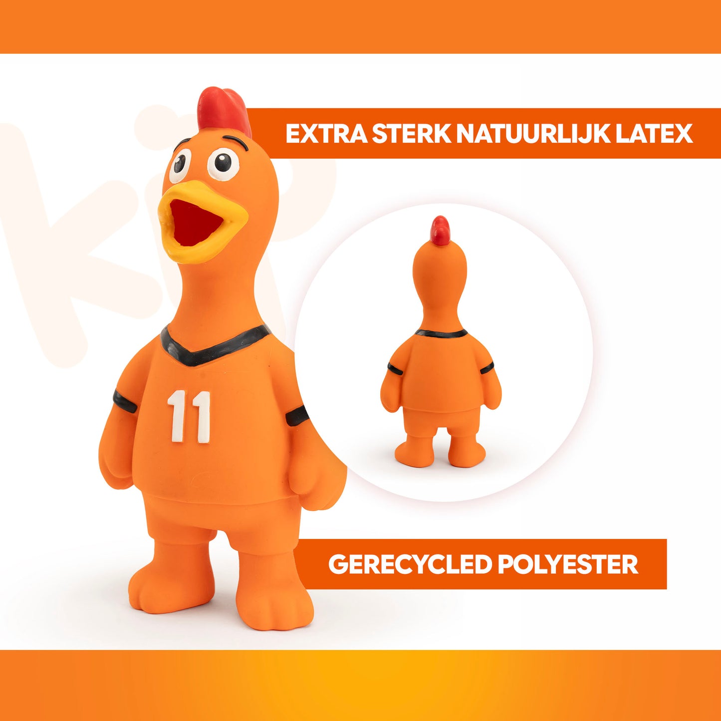 Oranje WK Latex Hondenspeeltjes Kip