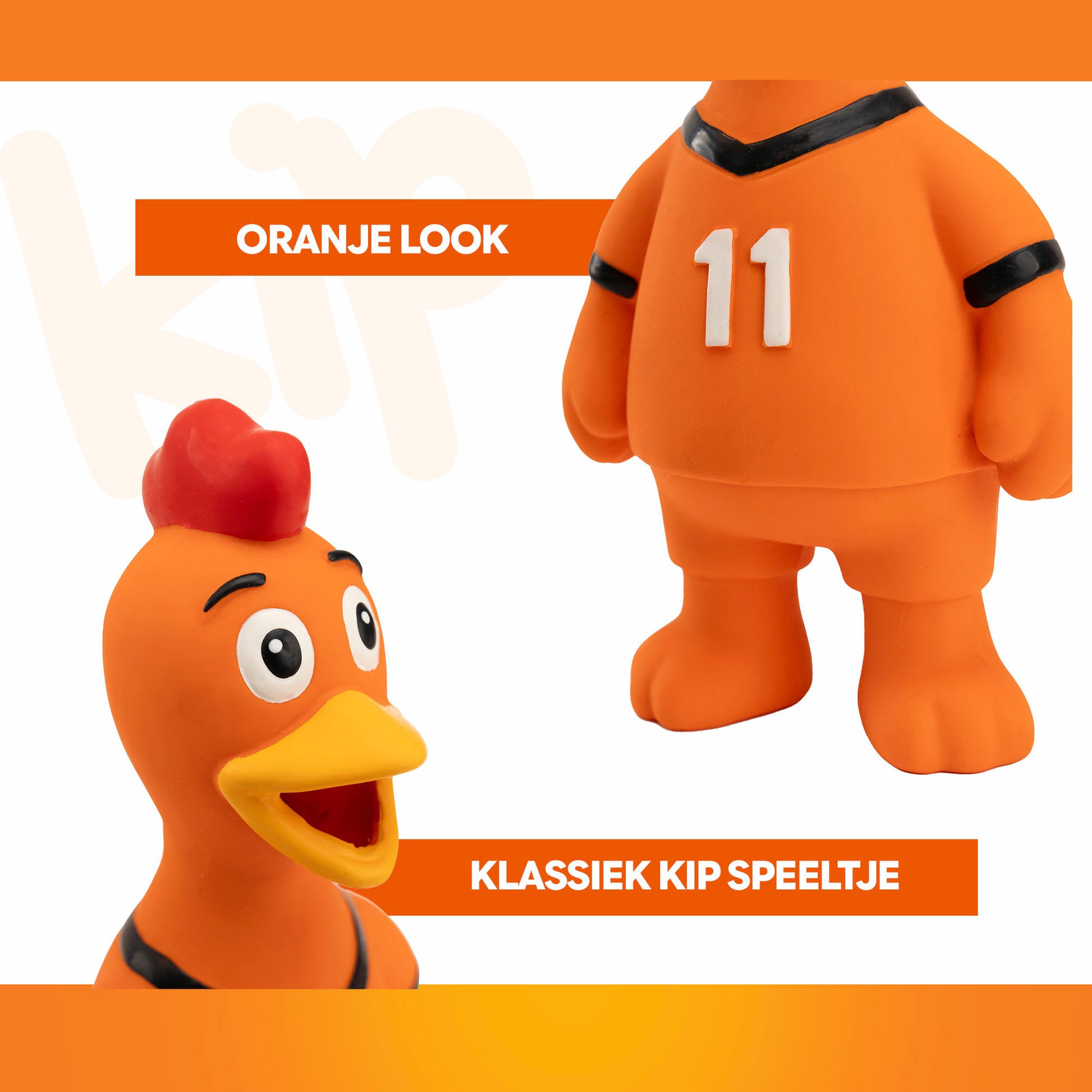 Oranje WK Latex Hondenspeeltjes Kip