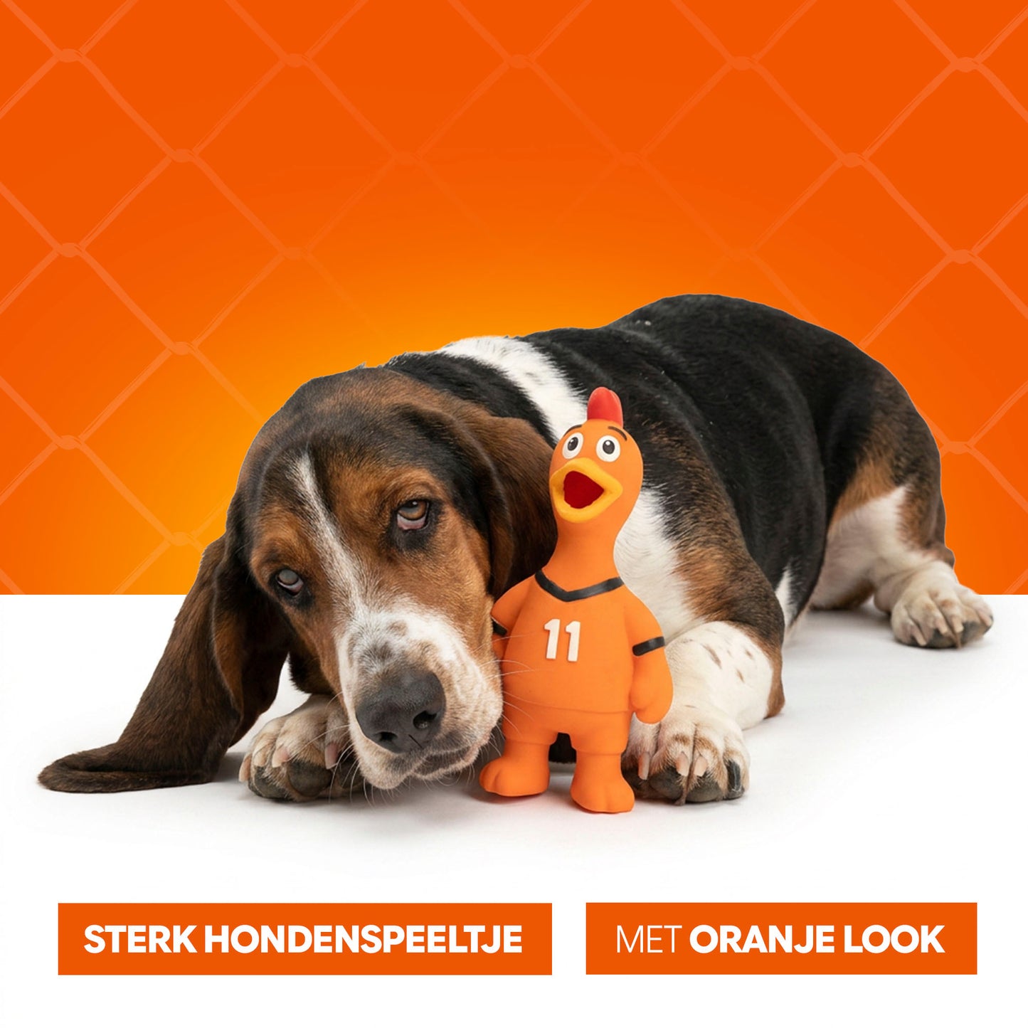 Oranje WK Latex Hondenspeeltjes Kip