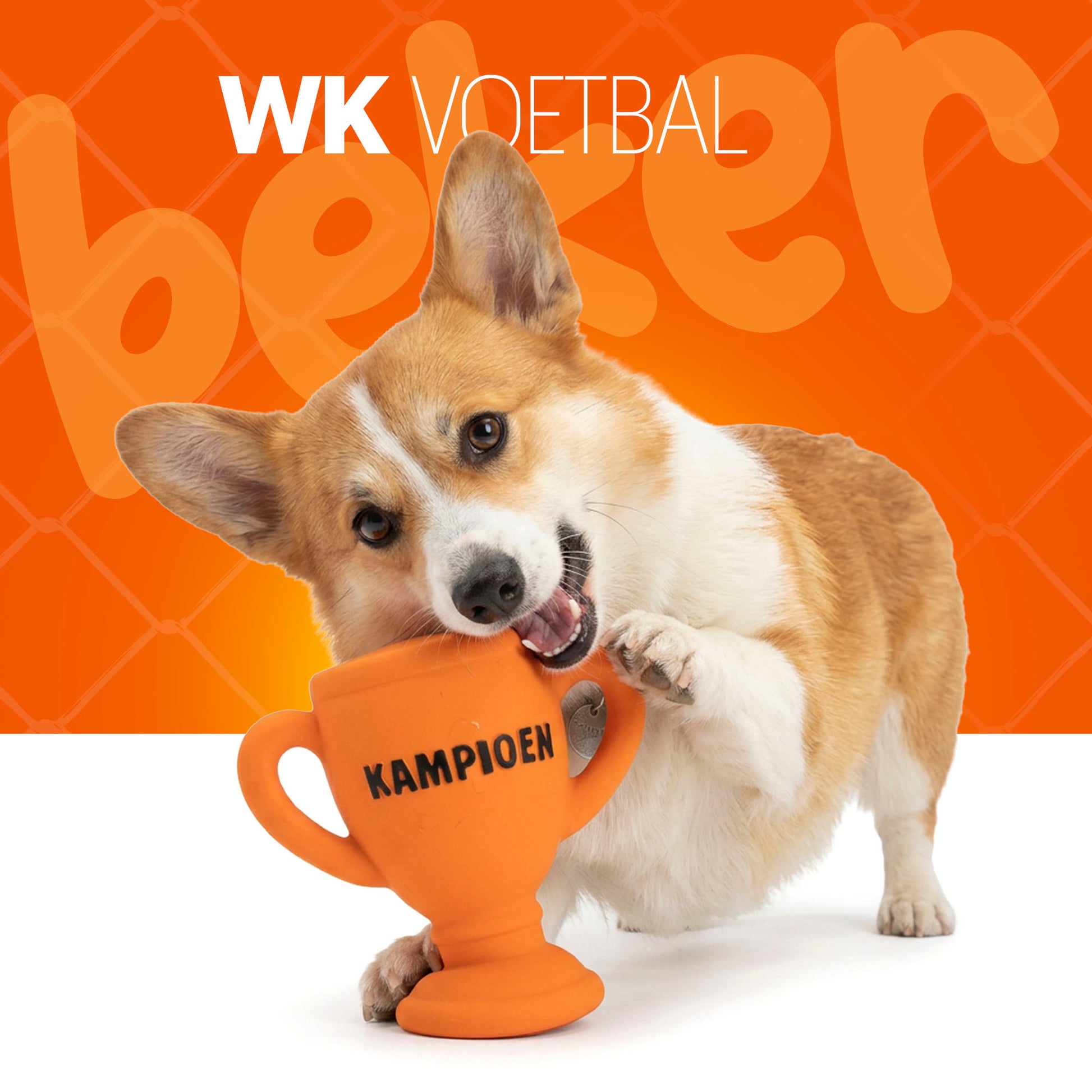 Oranje WK Latex Hondenspeeltjes Beker