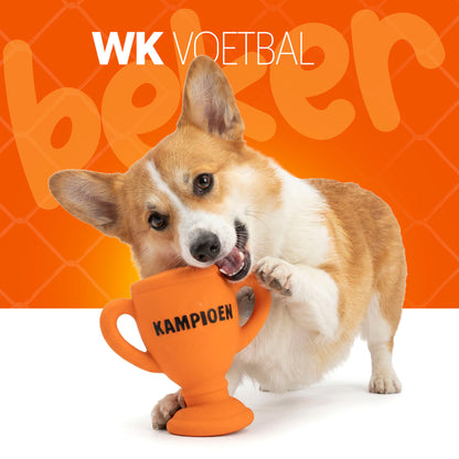 Oranje WK Latex Hondenspeeltjes Beker