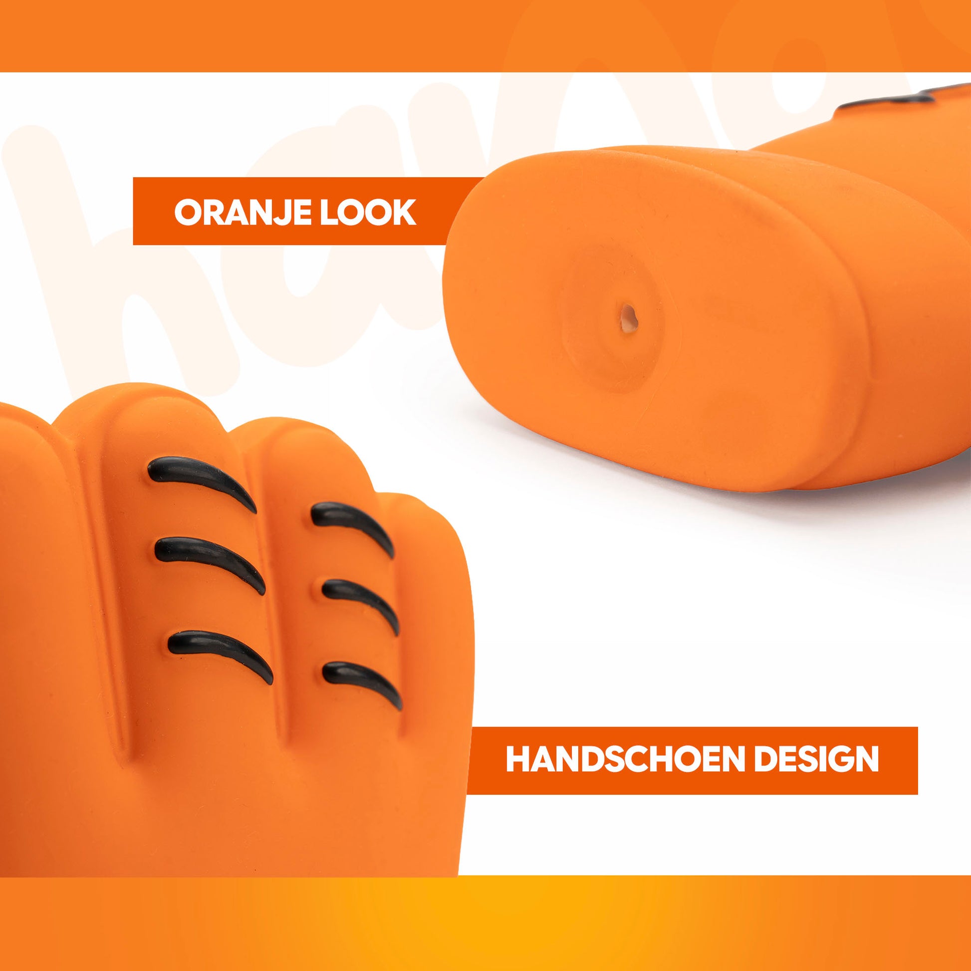Oranje WK Latex Hondenspeeltjes Handschoen