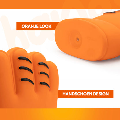 Oranje WK Latex Hondenspeeltjes Handschoen