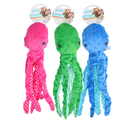 Pawise Multicolor Plush Octopus (3 colour assorted) S