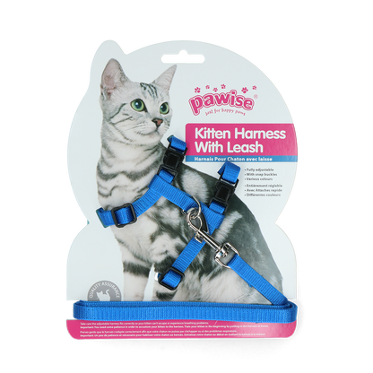 Pawise Kitten Harness With Leash Red/Blue S